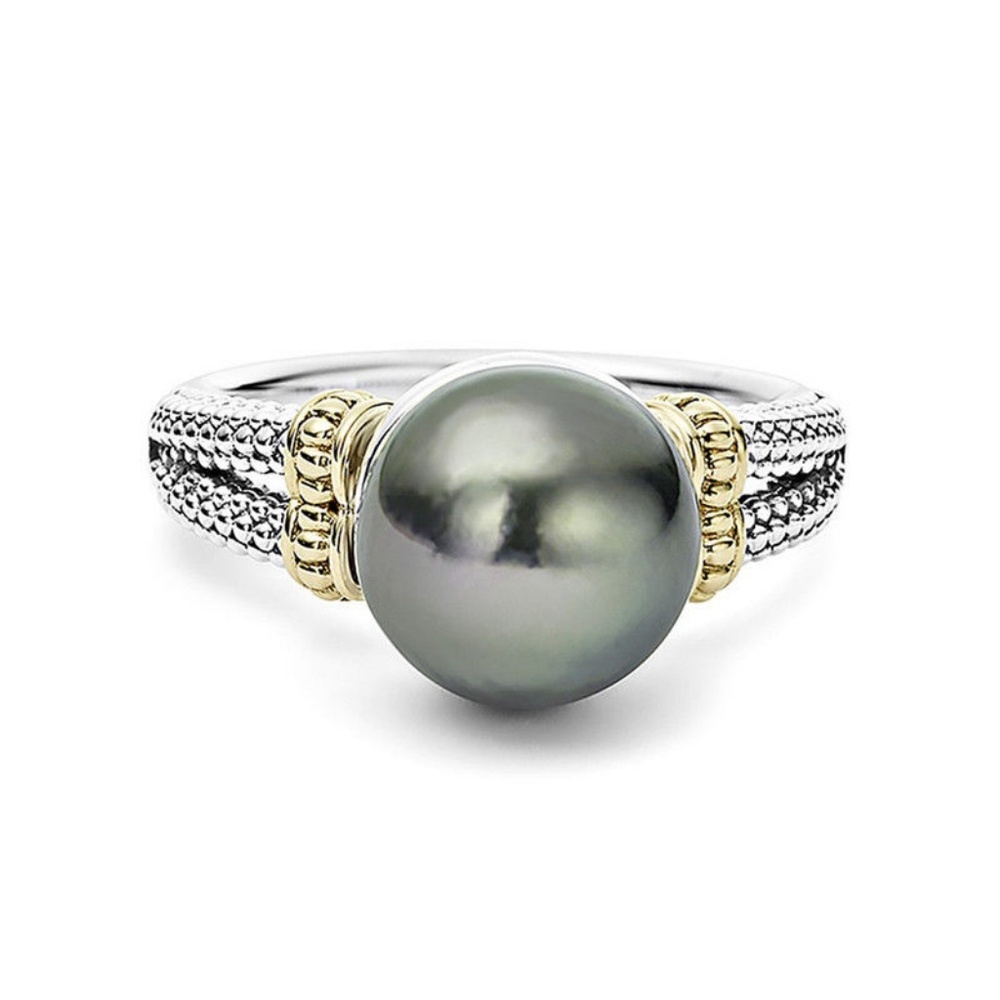 925 Silver Round Cut Black Pearl Size 6-7-7.75 - Picture 3 of 3
